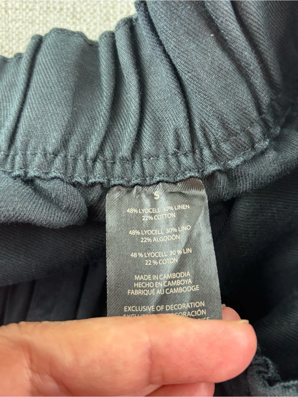 Banana Republic New women S linen blend tapered crop pants black elastic waist